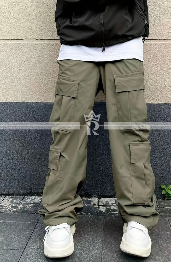 Flap Pocket Side Drawstring Waist Cargo