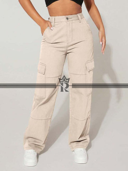 High Waist Flap Pocket Side Cargo Pant