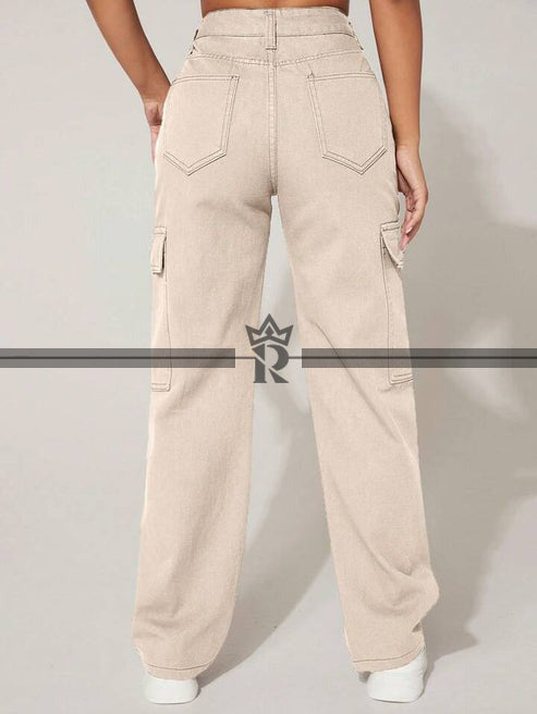 High Waist Flap Pocket Side Cargo Pant