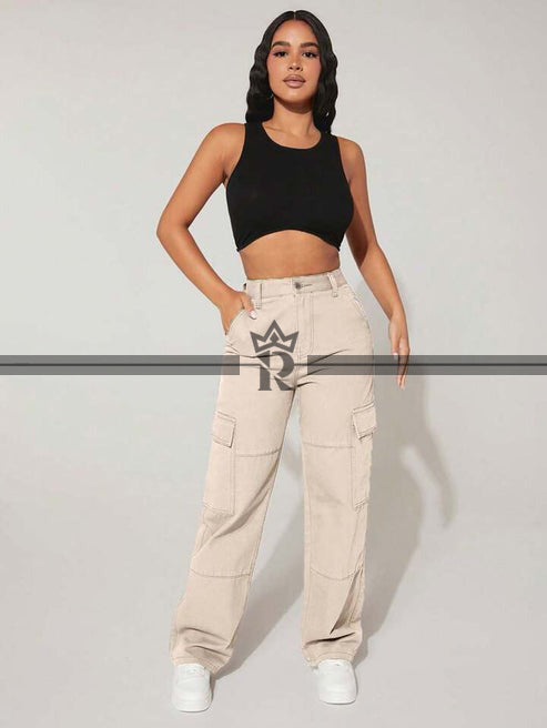 High Waist Flap Pocket Side Cargo Pant