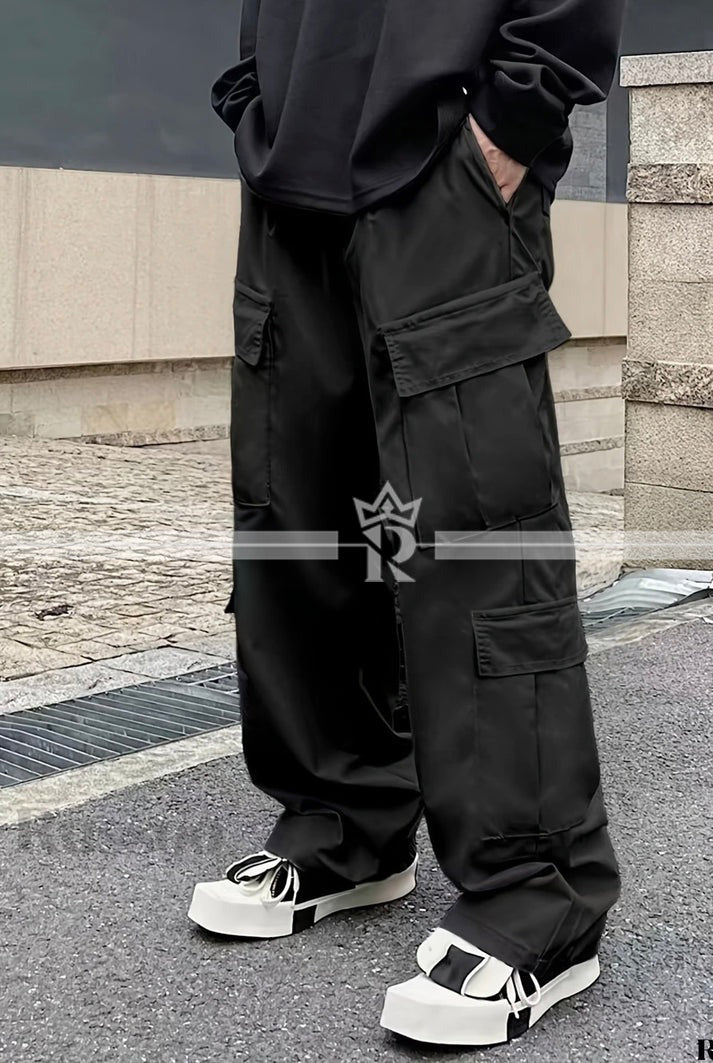 Flap Pocket Side Drawstring Waist Cargo