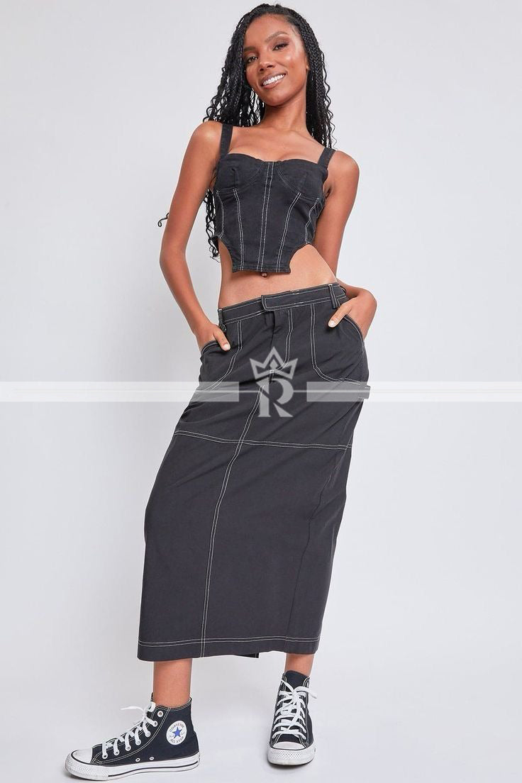 TWILL SKIRT WITH WHITE THREAD