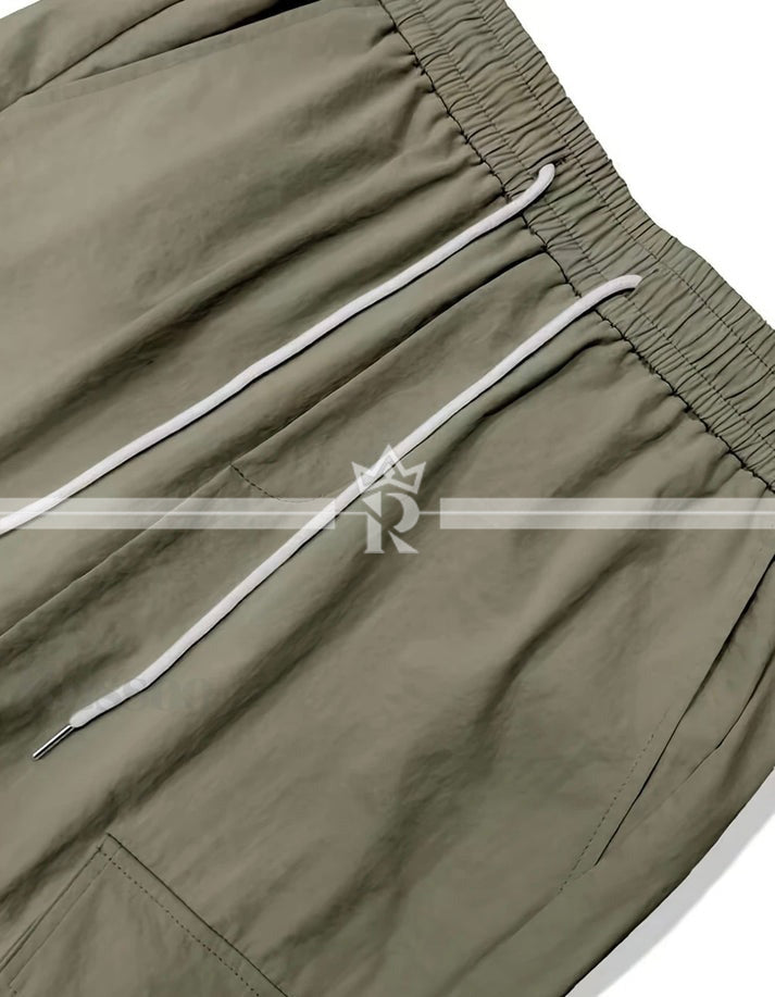 Flap Pocket Side Drawstring Waist Cargo
