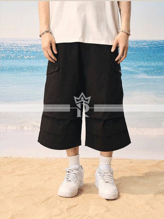 Pleated Pocket Utility Shorts