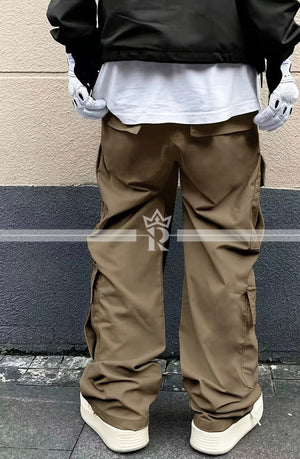 Flap Pocket Side Drawstring Waist Cargo