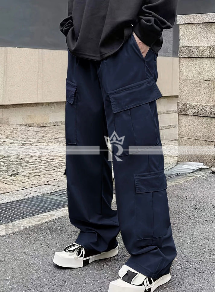 Flap Pocket Side Drawstring Waist Cargo