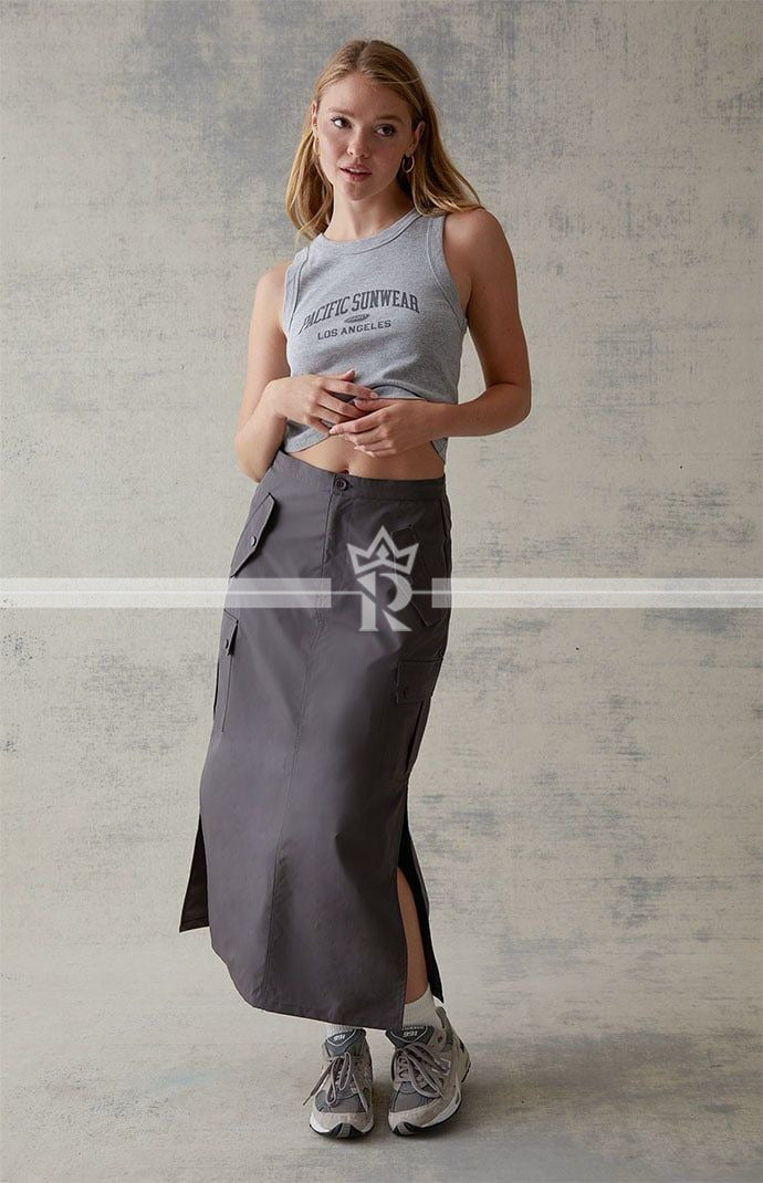 Button Bliss Skirt (Charcoal Grey)