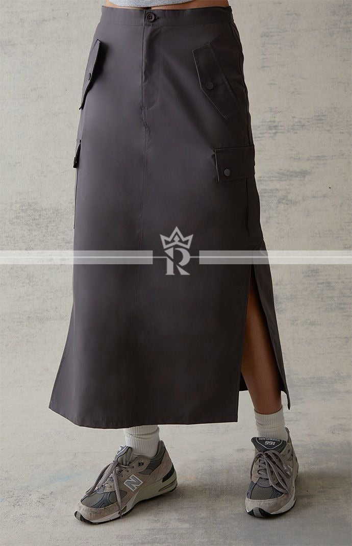 Button Bliss Skirt (Charcoal Grey)